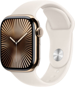 Apple Watch Series 10 - Smartwatch - GPS + Cellular - 42mm - Titanium - Zilver (Beige)