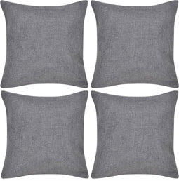 vidaXL - Kussenhoezen - linnen - look - 40 - x - 40 - cm - antraciet - 4 - stuks
