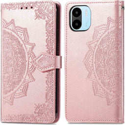iMoshion Hoesje Geschikt voor Xiaomi Redmi A1 / Redmi A2 Hoesje Met Pasjeshouder - iMoshion Mandala Bookcase - Rosé Goud