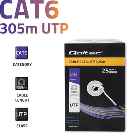 Qoltec UTP netwerkkabel | KAT6 | 305m | PVC grijs.