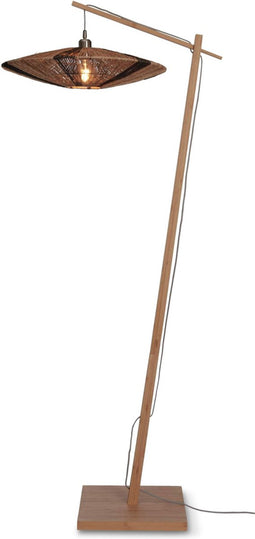 GOOD&MOJO Vloerlamp Iguazu - Bamboe/Jute Naturel/Zwart - 78x55x176cm - - Staande lampen voor Woonkamer - Slaapkamer