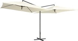 vidaXL - Parasol - dubbel - met - stalen - paal - 250x250 - cm - zandwit