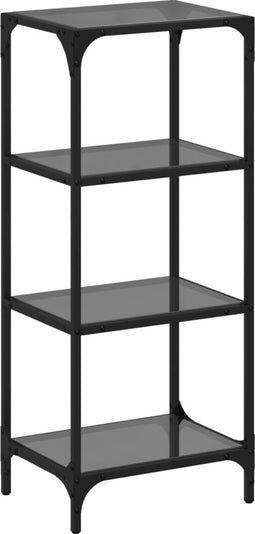 vidaXL - Opbergrek - met - zwart - glazen - blad - 40x30x95 - cm - staal