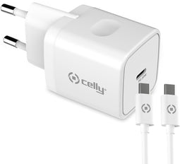 Celly ProPower - Wall Charger USB-C met USB-C kabel 20W - Wit