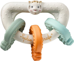 Sophie de Giraf - Textured Teething Keys - Bijtsleutels van natuurlijk rubber - Blauw beige oranje