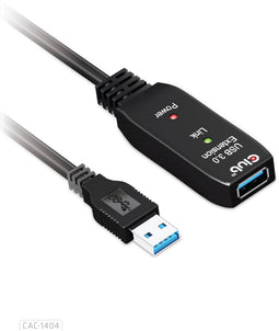 Club 3D CAC-1404 - USB 3.2 Gen1 Active Repeater Cable - 5m M/F 28AWG - Zwart