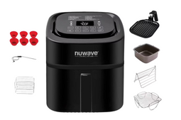 Nuwave Brio - Digitale Heteluchtfriteuse - 6 l 1800 watt temperatuursonde gourmet kit - Zwart