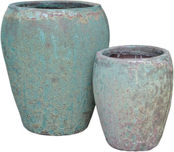 PTMD Nasser White Round Ceramic Pot Rough Finish SV2