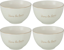 J-Line kom 'Viser La Lune' - porselein - wit/goud - small - 4 stuks