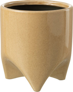 J-Line bloempot Helia - keramiek - lichtbruin - medium - Ø 15 cm