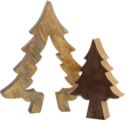 J-Line decoratie Kerstboom Puzzel - hout - bruin/naturel - large