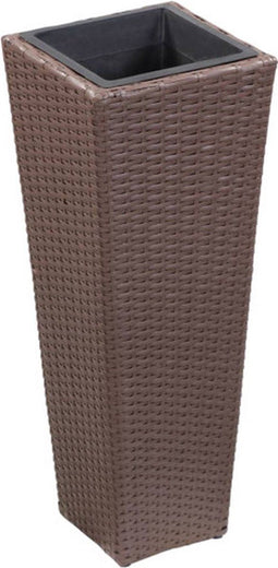 vidaXL - Plantenbak - verhoogd - 30x30x80 - cm - poly - rattan - bruin