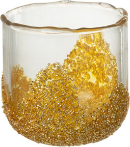 J-Line kaarshouder Strass - glas - transparant/goud - small