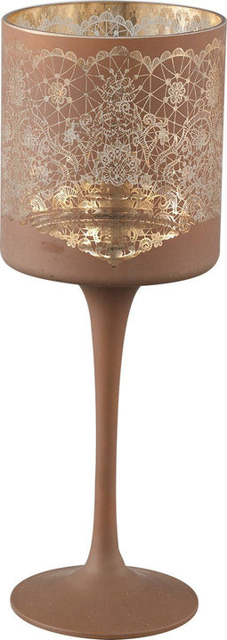 PTMD Windlicht Opix - 9x9x25 cm - Glas - Bruin