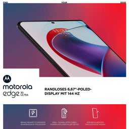 Mobility Moto Edge30 ultra smartphone (6,7 inch FHD+ display, 200 MP camera, 12/256 GB, 4610 mAh, Android 12), Interstellar Black, incl. beschermhoes + auto-adapter [exclusief bij Amazon