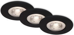 BRILONER - LED Inbouwspots - dimbaar - zwart - IP44 - set van 3 (3 stuks)