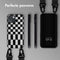 Selencia Hoesje Geschikt voor iPhone 15 Hoesje Met Koord - Selencia Siliconen design hoesje met afneembaar koord - Zwart / Irregular Check Black