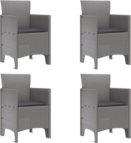 vidaXL - Tuinmeubels - met - Kussens - 4 - stuks - Lichtgrijs - Poly - Rattan