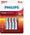 Philips Power Alkaline - AAA Batterijen - 6x beter dan zink-koolstof - (4 stuks)