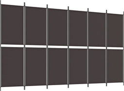 vidaXL - Kamerscherm - met - 6 - panelen - 300x180 - cm - stof - bruin
