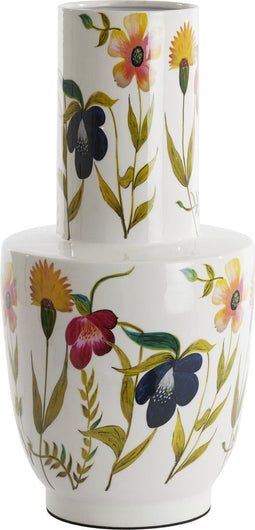 Light&living Vaas deco Ø28x55 cm YVOTA wit+bloemen print
