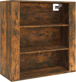 vidaXL - Wandkast - 80x33x80 - cm - bewerkt - hout - gerookt - eikenkleurig