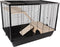 Flamingo Elsa - Hamsterkooi - Ruim met platforms en schuilplaats - Zwart & Naturel - 77x47x60 cm