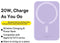 Baseus Mini 6.000 mAh - Powerbank - Draadloos opladen met MagSafe 15W - Paars