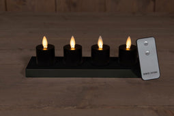 Annas collection - Set 4 St Inductive Rechargeable Black Tealight Moving Flame