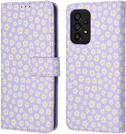 iMoshion Hoesje Geschikt voor Samsung Galaxy A53 Hoesje Met Pasjeshouder - iMoshion Design Bookcase smartphone - Paars / White Daisy
