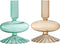 J-Line kandelaar Ufo - glas - aqua/beige - 2 stuks