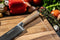Arbaer Santoku Koksmes 18,5 cm - Damascus Staal - Olijfhouten handvat - Japans