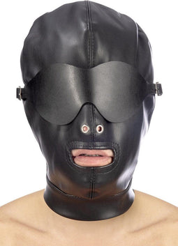 Fetish Tentation - Bondage Masker - Vrije Neusgaten en Mond - Afneembare Blinddoek - Zwart