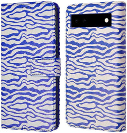 iMoshion Hoesje Geschikt voor Google Pixel 6a Hoesje Met Pasjeshouder - iMoshion Design Bookcase smartphone - Meerkleurig / White Blue Stripes