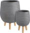 Mica Decoration Corda Plantenbak - H43 x Ø32 cm - Magnesium - Grijs - Set van 2