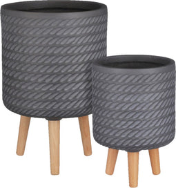 Mica Decoration Corda Plantenbak - H46 x Ø30 cm - Magnesium - Grijs - Set van 2