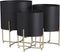 Mica Decorations Aries Bloempot op Standaard - Set van 3 - H32 x Ø24 cm - Zwart