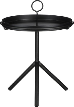 Mica Decorations Aston Bijzettafel met Afneembaar Dienblad - H40 x Ø31 cm - Metaal - Zwart