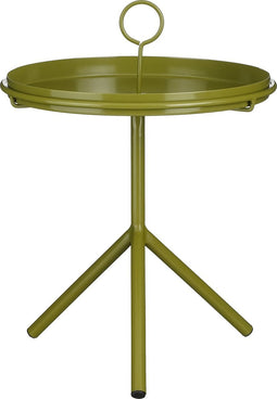 Mica Decorations Aston Bijzettafel met Afneembaar Dienblad - H40 x Ø31 cm - Metaal - Donkergroen