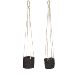 Mica Decorations Atlantic Plant Baskets - Set of 2 - H16 x Ø16 cm - Black