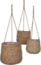 Mica Decorations Avalon Hangpot - Set van 3 - H90 x Ø30 cm - Zeegras - Lichtbruin