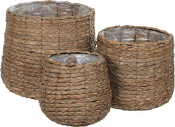 Mica Decorations Avalon Plantenmand - Set van 3 - H31 x Ø30 cm - Zeegras - Lichtbruin