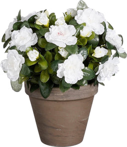 Mica Decorations Azalea Kunstplant in Bloempot Stan - H31 x Ø26 cm - Wit