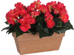 Mica Decorations Begonia Kunstplant in Balkonbak Slate - L29 x B13 x H25 cm - Donkerroze