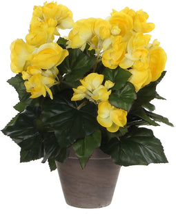 Mica Decorations Begonia Kunstplant in Bloempot Stan - H30 x Ø25 cm - Geel