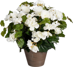 Mica Decorations Begonia Kunstplant in Bloempot Stan - H37 x Ø36 cm - Wit