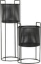 Mica Decorations Bellamy Bloempot op Standaard - Set van 2 - H65 x Ø24 cm - Zwart