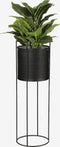 Mica Decorations Bellamy Bloempot op Standaard - Set van 2 - H65 x Ø24 cm - Zwart