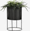 Mica Decorations Bellamy Bloempot op Standaard - Set van 2 - H65 x Ø24 cm - Zwart