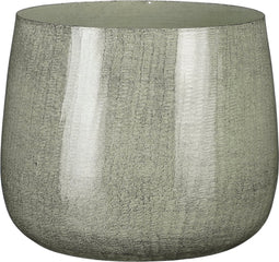 Mica Decorations Benson Bloempot - H22 x Ø24 cm - Metaal - Lichtgrijs
